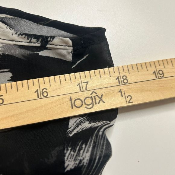 159 MA Women’s M Polyester Light Weight Sheer Tunic Boho Black White - Picture 4 of 7